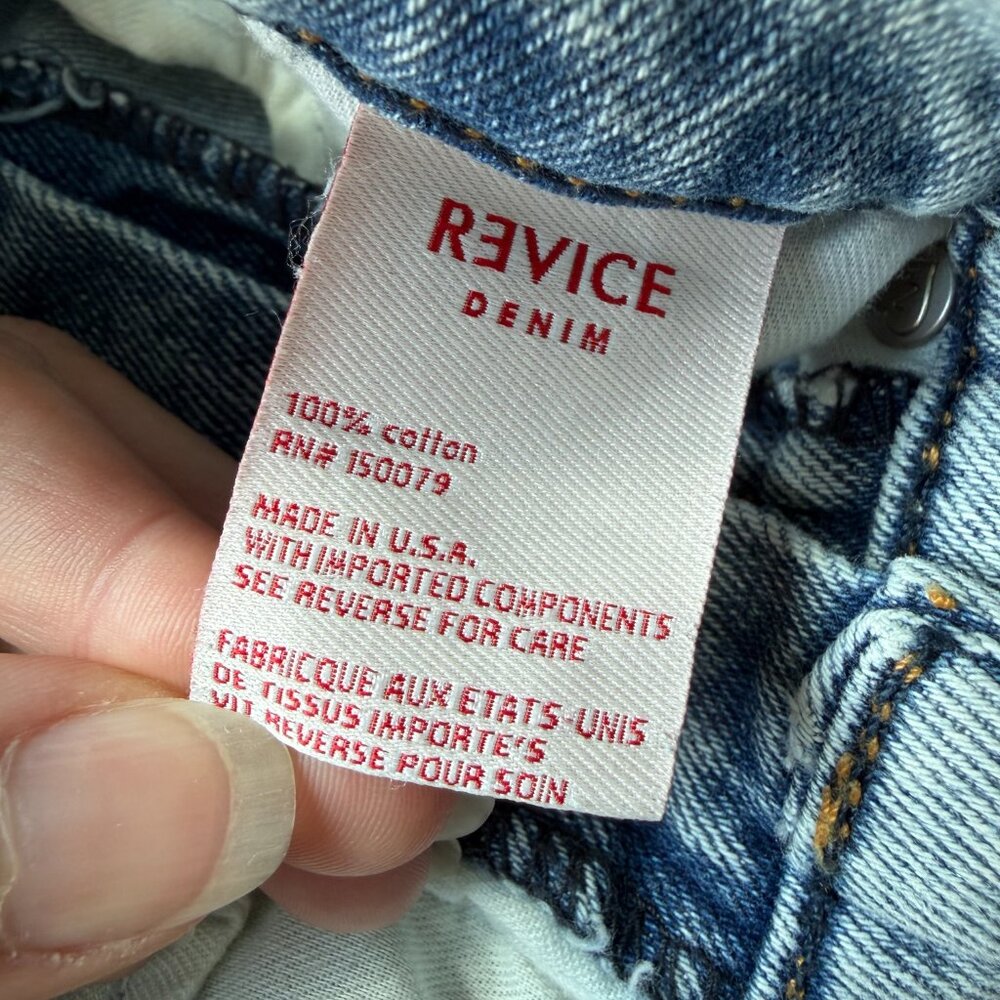 REVICE Denim Cut-Out Back Flare Jeans Light Wash Size 24 Made in USA - Picture 9 of 12